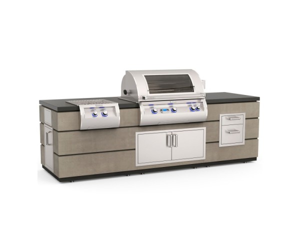 Fire Magic Contemporary GFRC Pre-Fab Island with Double Drawer Cut-Out