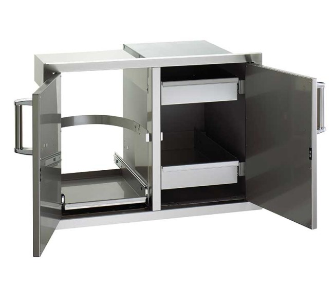 Fire Magic Flush Mount Double Doors with Tray and Louvered Dual Drawers Fire Magic Flush Mount Double Doors with Tray and Louvered Dual Drawers
