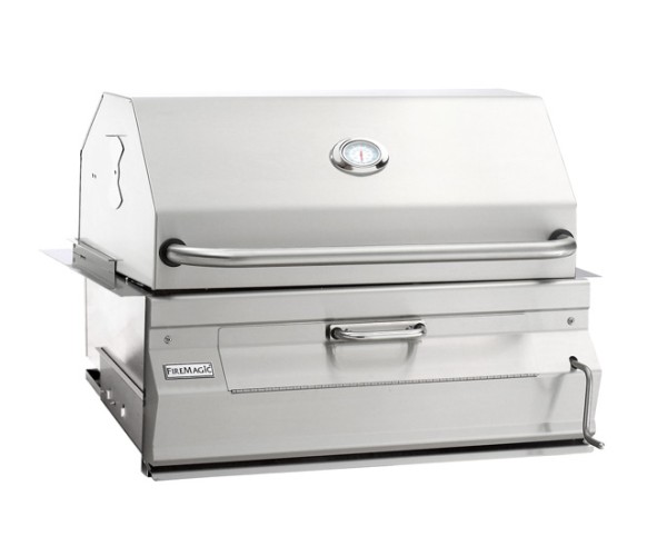 Fire Magic 24-inch Charcoal Slide-In Barbecue Grill with Smoker Hood
