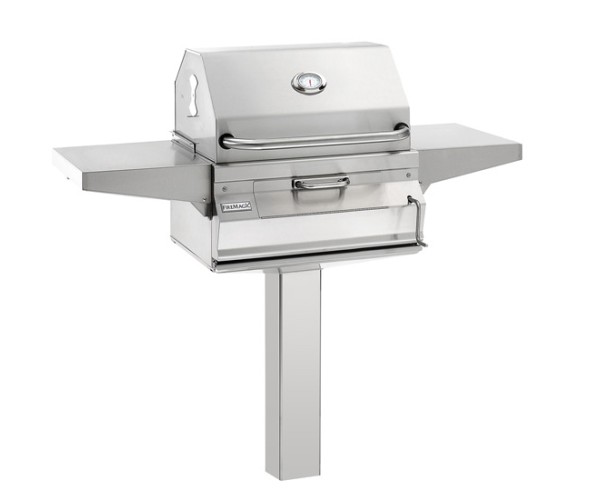 Fire Magic 24-inch Charcoal In Ground Post Mount Grill with Smoker Hood