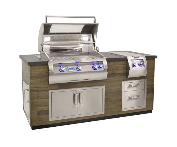 Fire Magic 77-inch French Barrel Reclaimed Wood Style Island