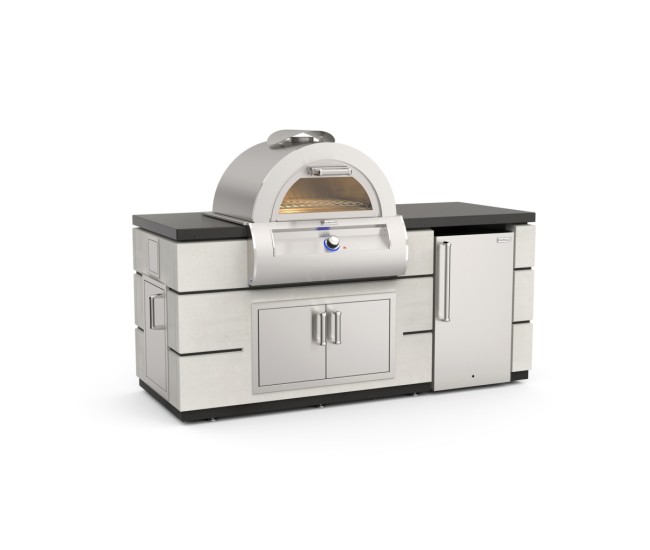 Fire Magic Contemporary GFRC White Aspen Pre-Fab Island with Pizza Oven or Echelon Griddle Fire Magic Contemporary GFRC White Aspen Pre-Fab Island with Pizza Oven or Echelon Griddle