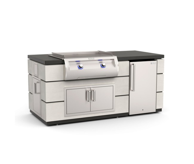 Fire Magic Contemporary GFRC White Aspen Pre-Fab Island with Pizza Oven or Echelon Griddle Fire Magic Contemporary GFRC White Aspen Pre-Fab Island with Pizza Oven or Echelon Griddle